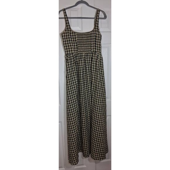 Princess polly womens size 8 long maxi dress gingham plaid brown square neck - Picture 4 of 9